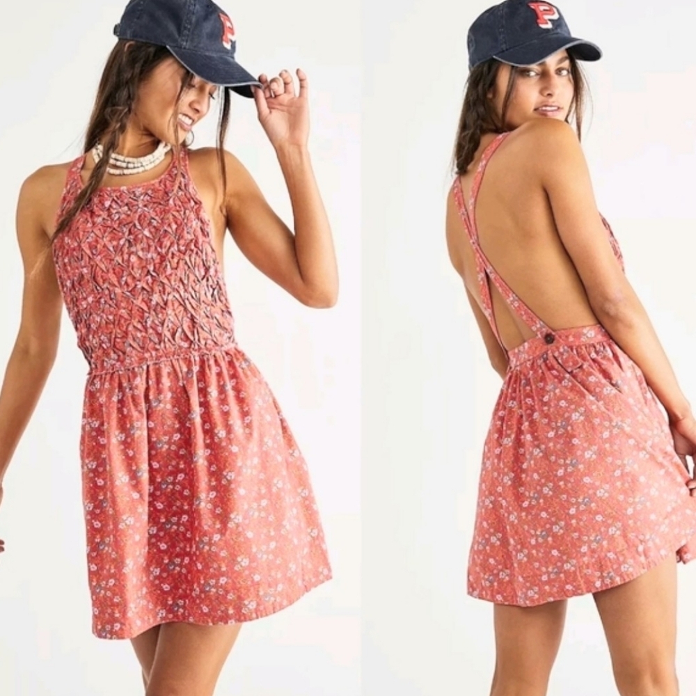 Free People Petunia Cotton Mini Dress In Poppy Combo
